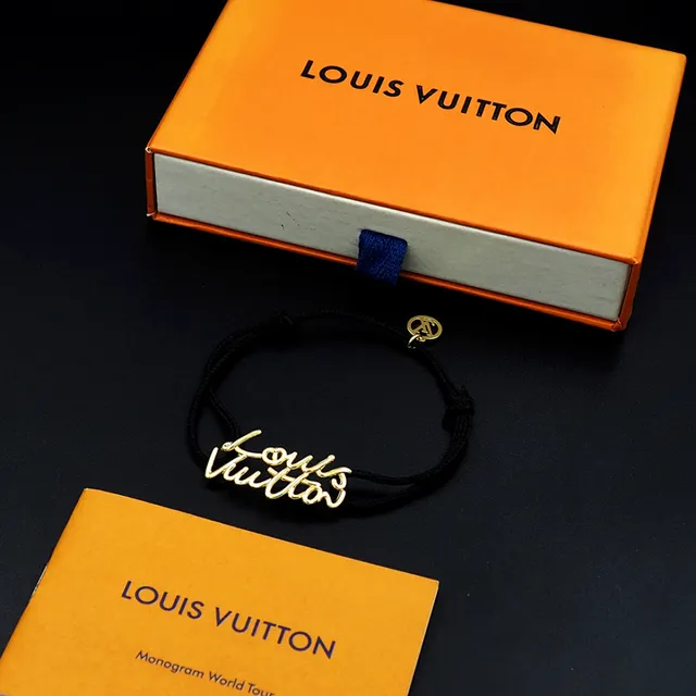 Louis Vuitton Script Charm Black Cord Bracelet 7