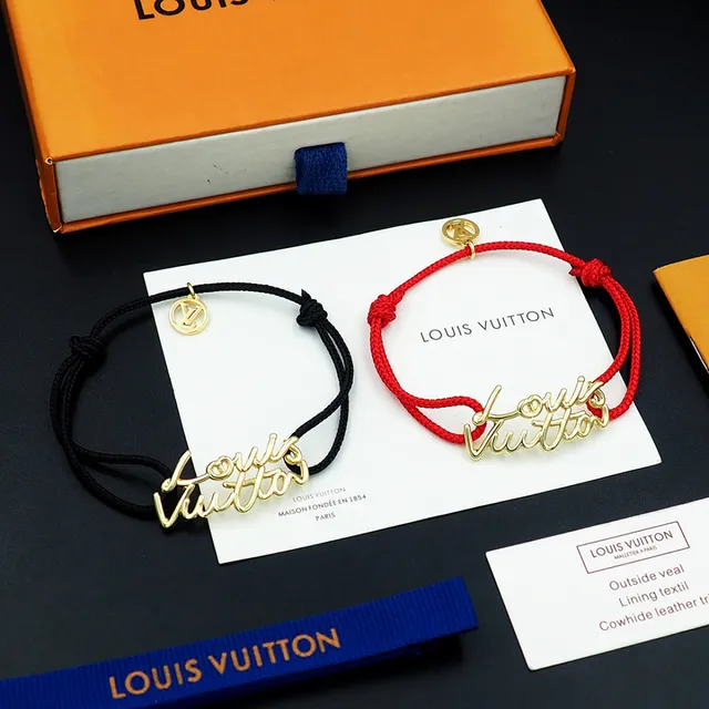 Louis Vuitton Script Charm Black Cord Bracelet 8