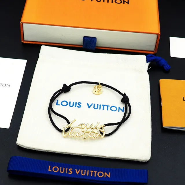 Louis Vuitton Script Charm Black Cord Bracelet 9