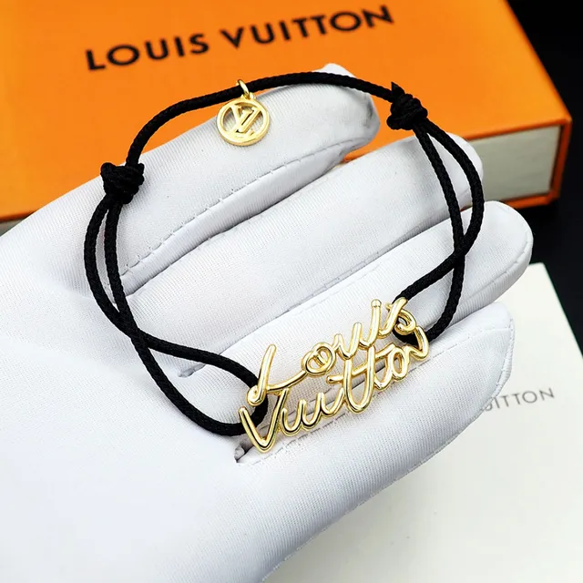 Louis Vuitton Script Charm Black Cord Bracelet 10