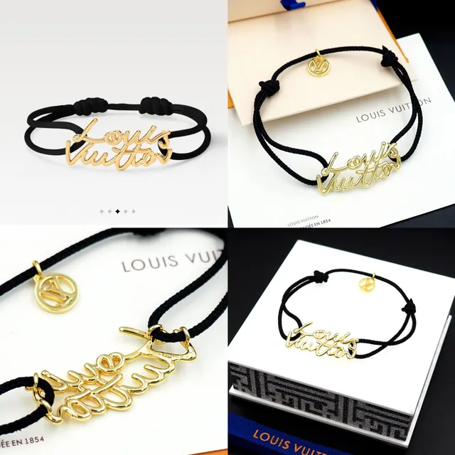 Louis Vuitton Script Charm Black Cord Bracelet 12