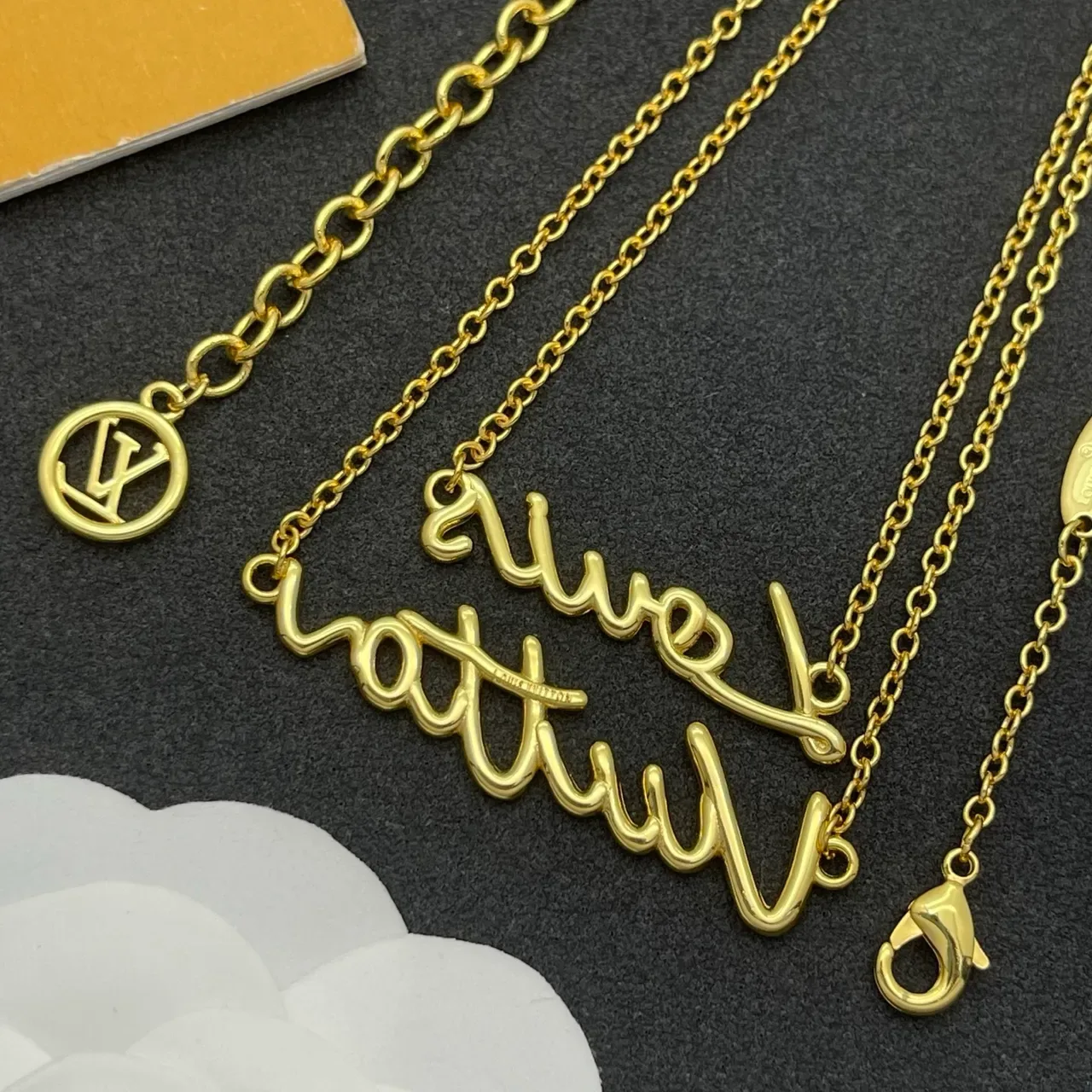 Louis Vuitton Signature Script Double-Layer Gold-Tone Necklace 3