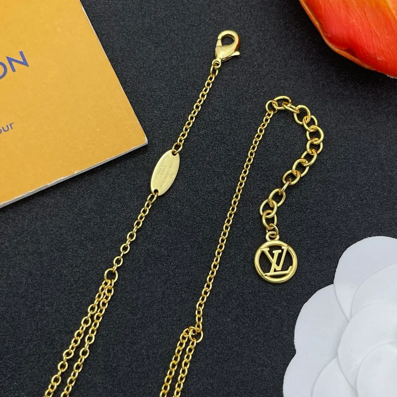 Louis Vuitton Signature Script Double-Layer Gold-Tone Necklace 5