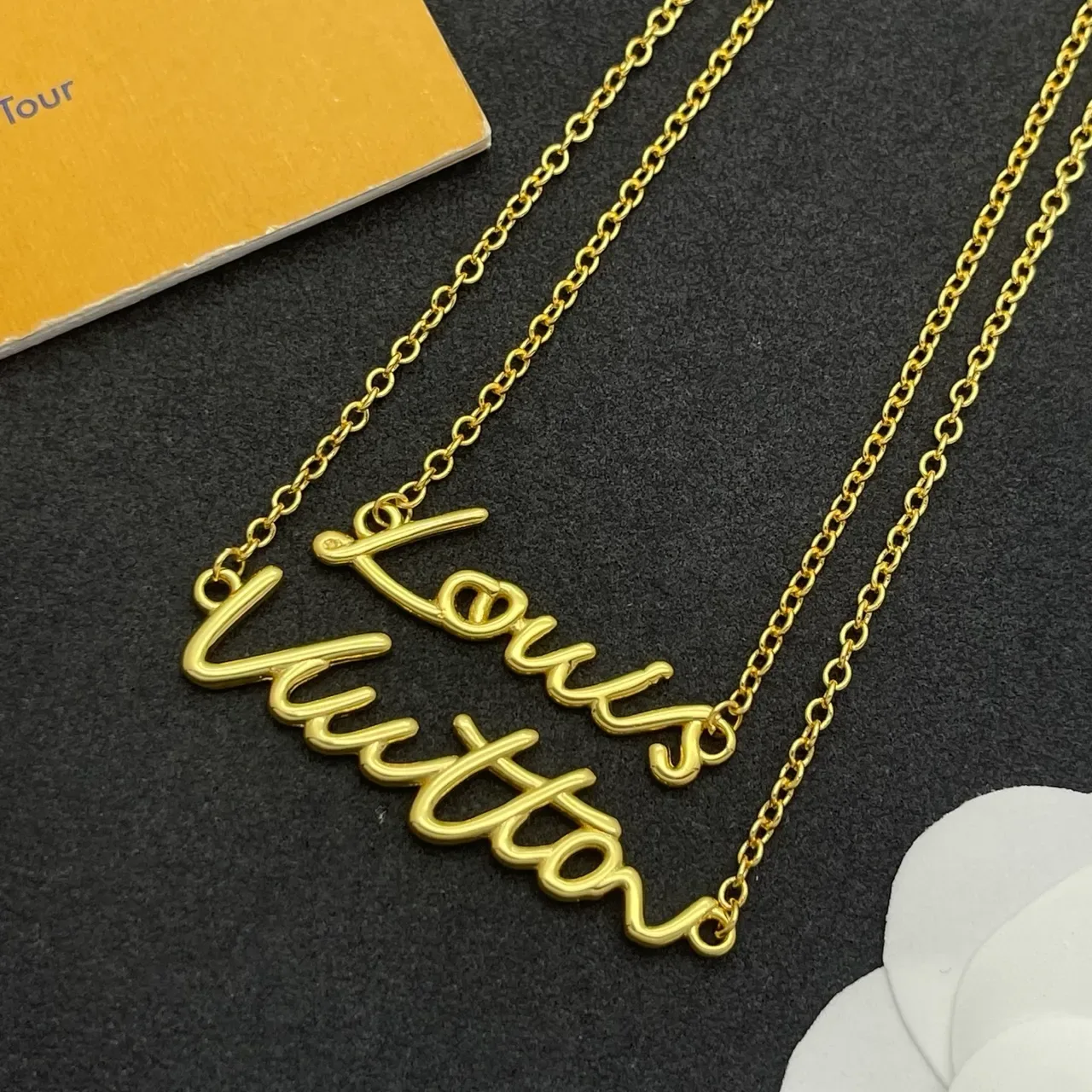 Louis Vuitton Signature Script Double-Layer Gold-Tone Necklace 6
