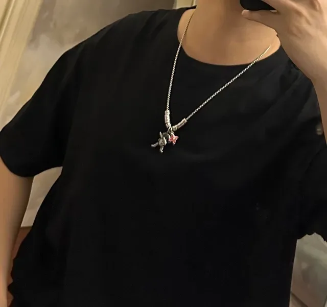 Louis Vuitton Silver Red Chain Astronaut Pendant Necklace 2