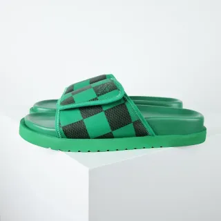 Louis Vuitton Slide Green and Black Checkerboard Slippers