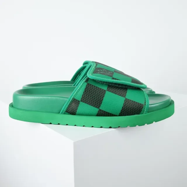 Louis Vuitton Slides Verde e Preto Xadrez 3