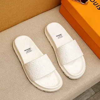 लुई विटन Slide Off-White Monogram-Embossed चप्पल