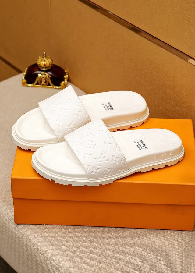 Louis Vuitton Slide Off-White Monogram-Embossed Slippers 2