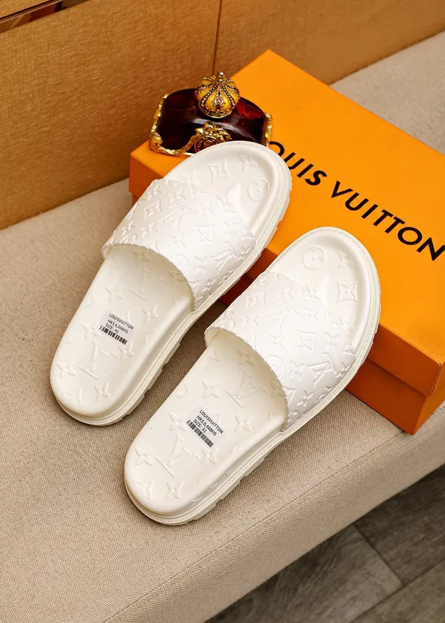 Louis Vuitton Slide Off-White Monogram-Embossed Slippers 3