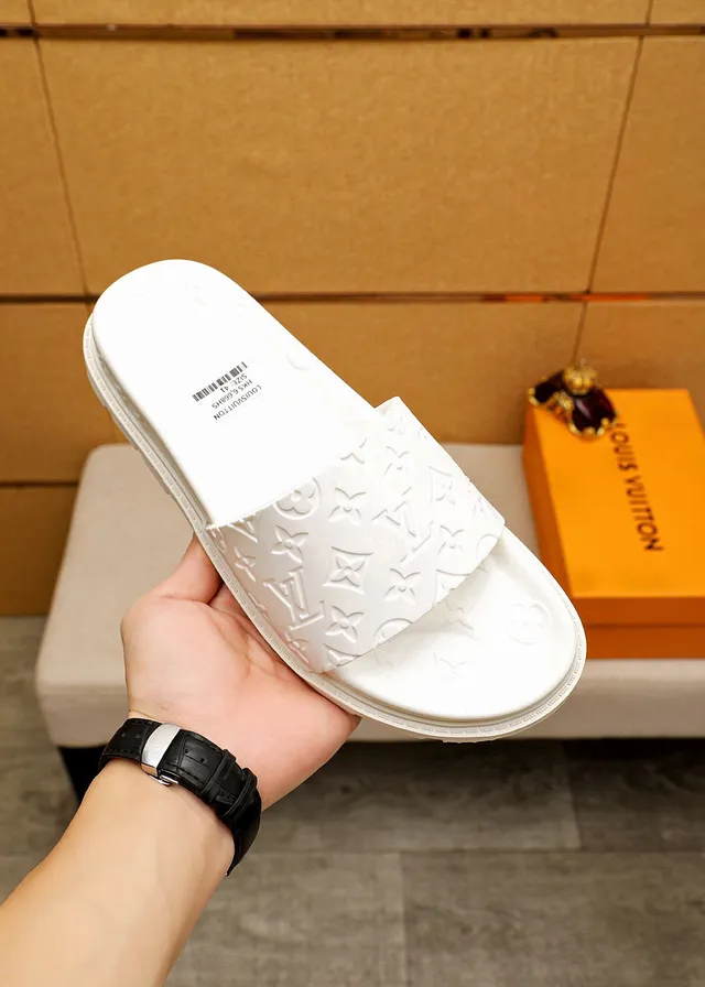 Louis Vuitton Slide Off-White Monogram-Embossed Slippers 4