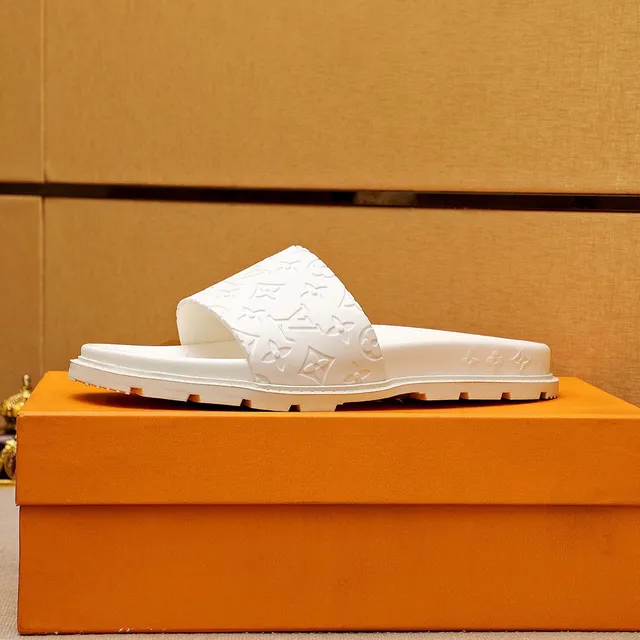 Louis Vuitton Slide Off-White Monogram-Embossed Slippers 5