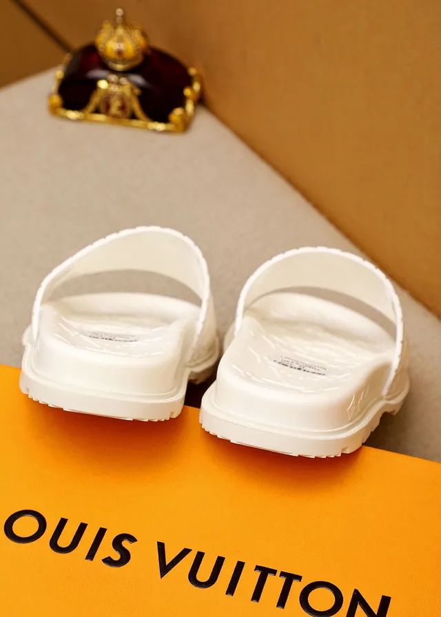 Louis Vuitton Slide Off-White Monogram-Embossed Slippers 8