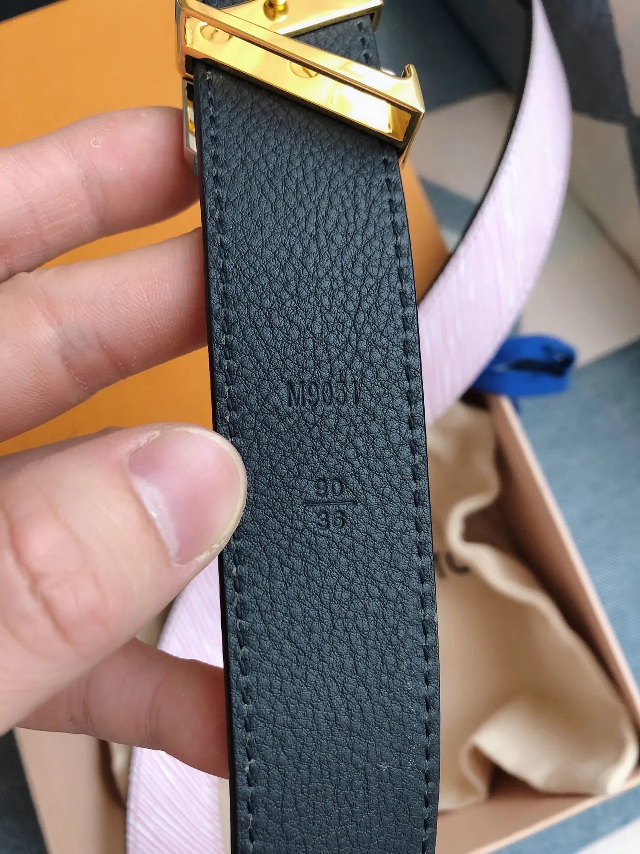 Louis Vuitton Striped Pink and White Leather Belt 7