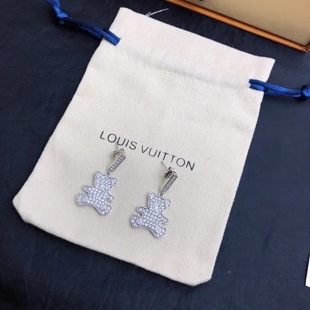 Louis Vuitton Teddy Bear Pavé-Crystal Gold-Tone Dangling Earrings 5