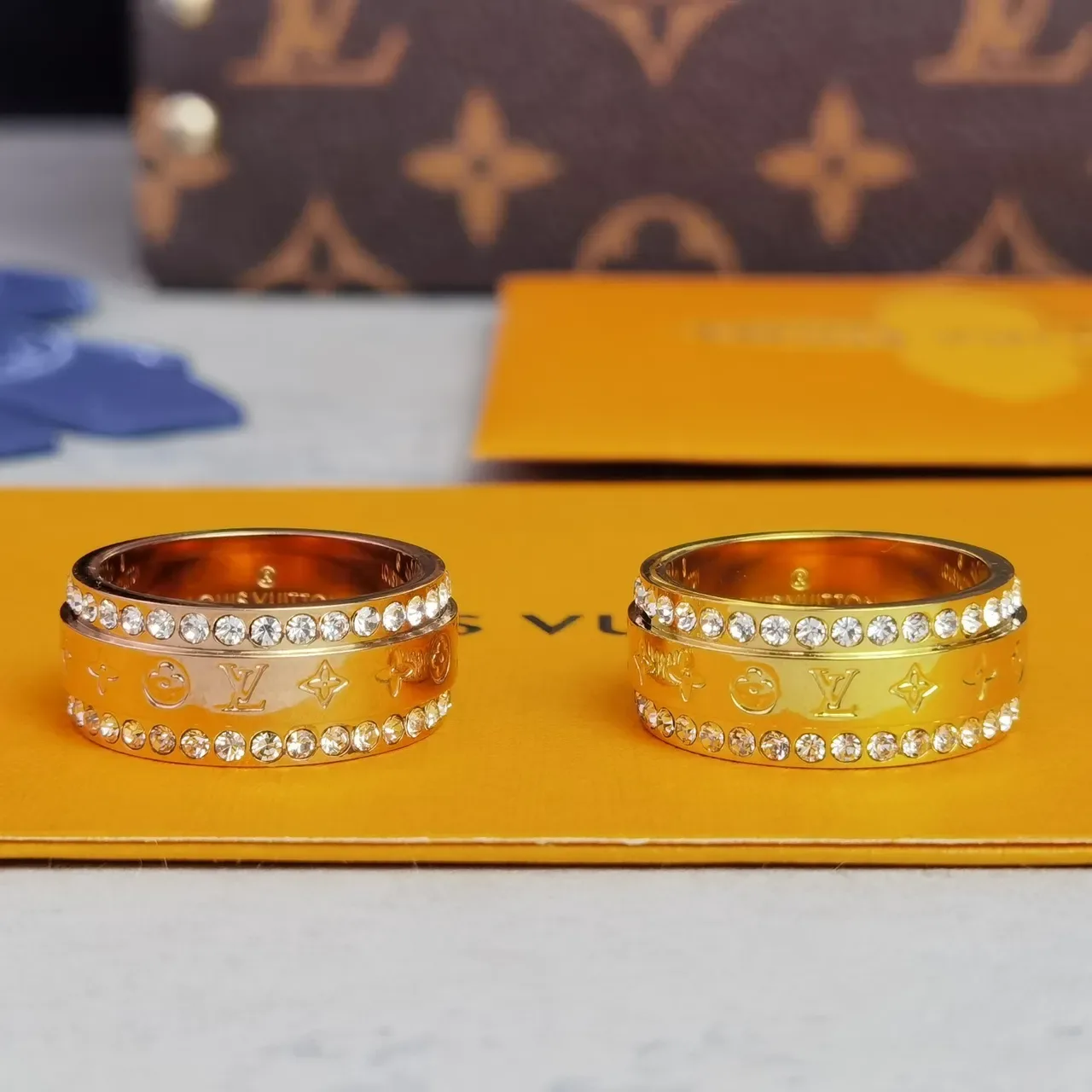 Louis Vuitton Turnaround Bague Or Rose et Or Jaune Cristal Pavé 8