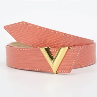 Louis Vuitton V Belt Coral Pink Leather Belt