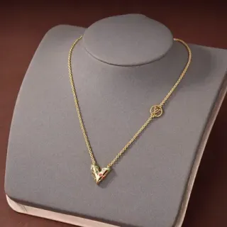 Louis Vuitton V Motif Enamel Pendant Necklace