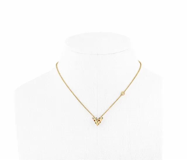 Louis Vuitton V Motif Enamel Pendant Necklace 7