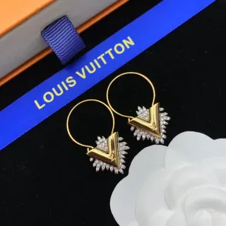 Louis Vuitton Volt V-Shaped Pavé Crystal Hoop Earrings