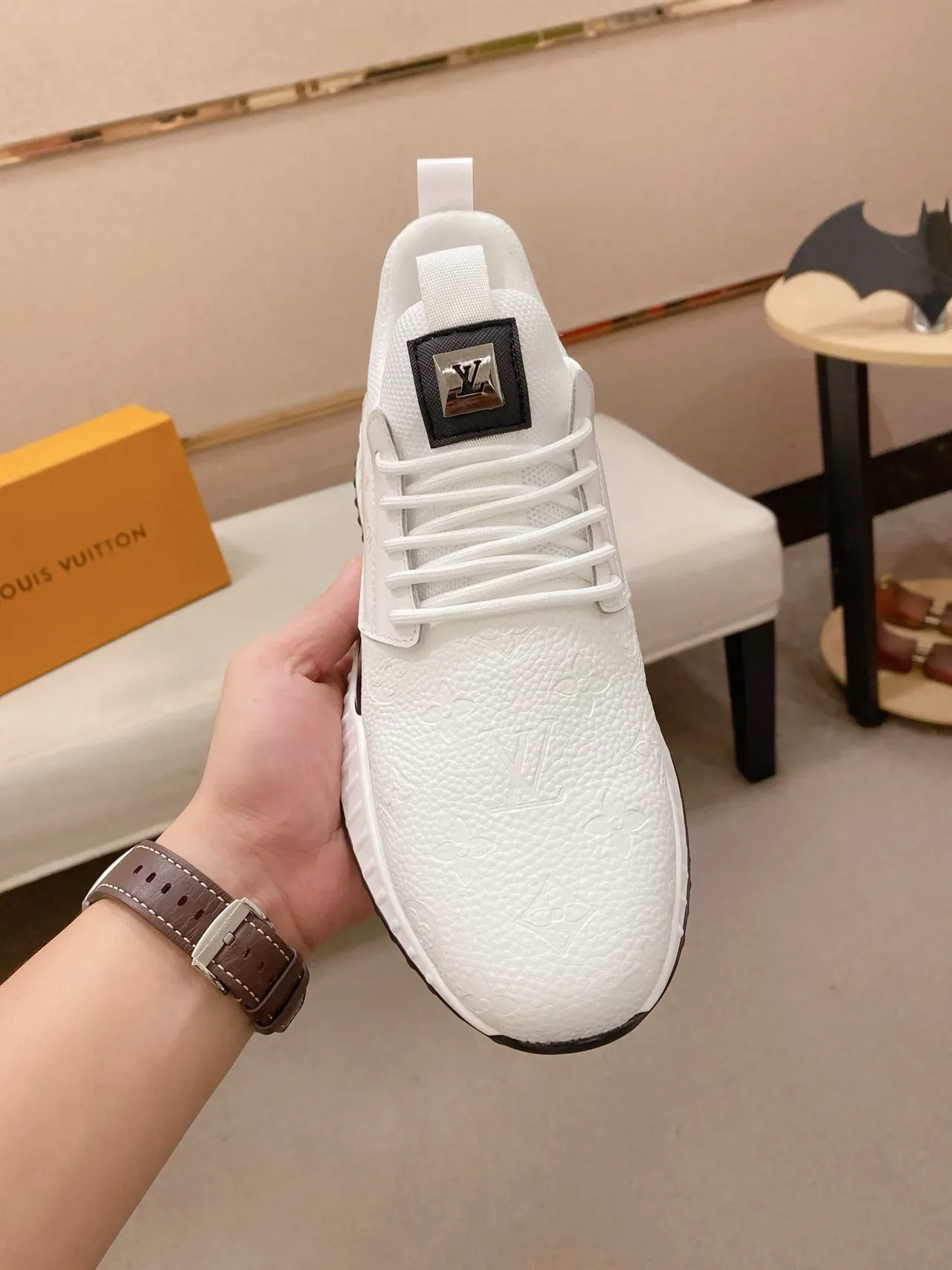 Louis Vuitton White Black Embossed Monogram Upper Sculpted Midsole Lifestyle Sneakers 2