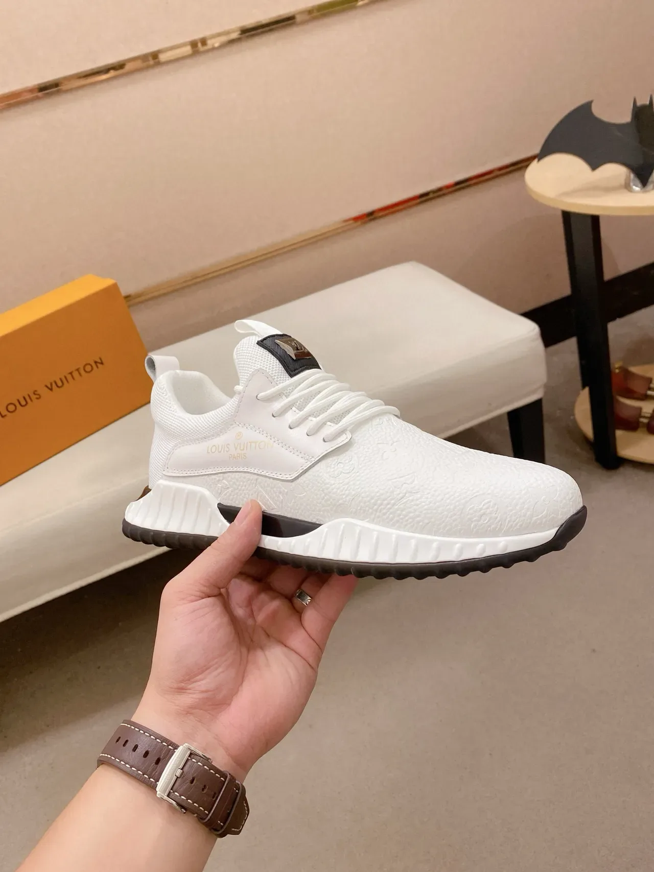 Louis Vuitton White Black Embossed Monogram Upper Sculpted Midsole Lifestyle Sneakers 3