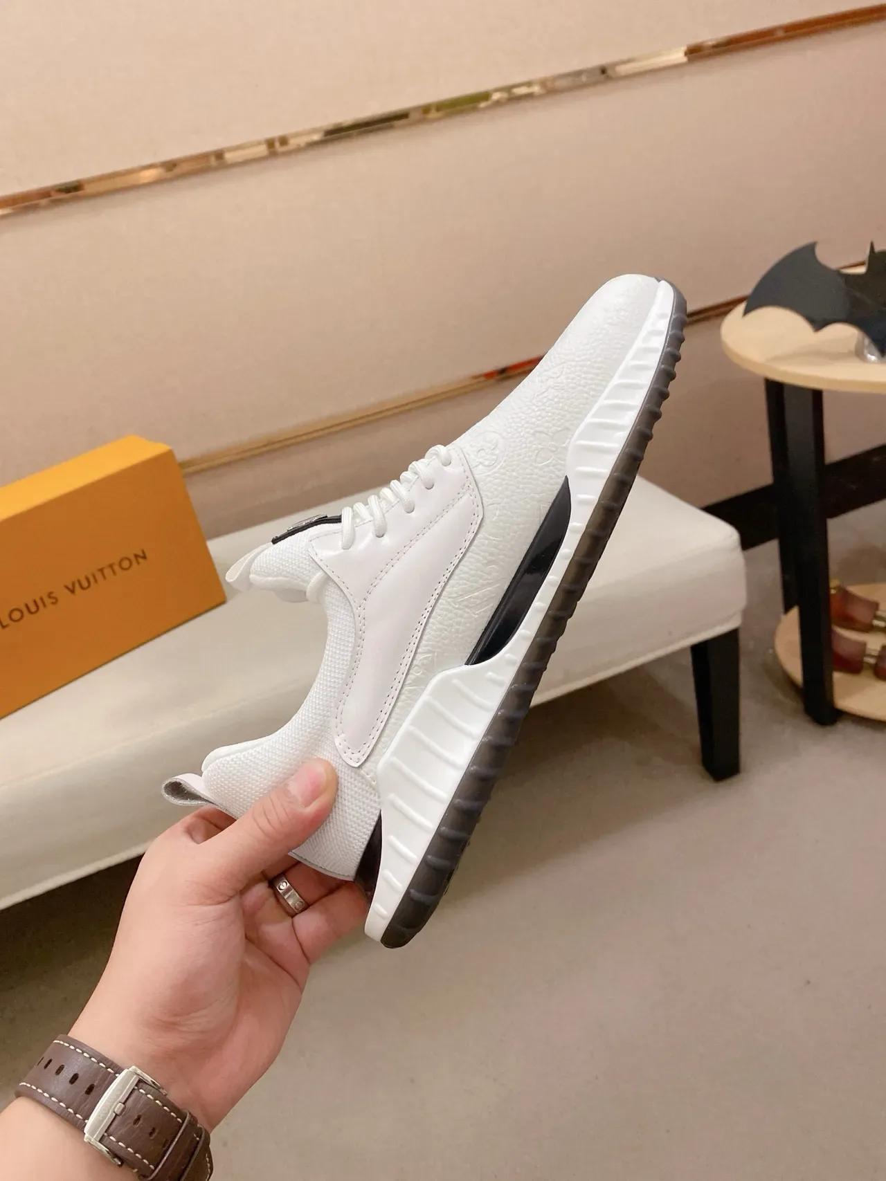 Louis Vuitton White Black Embossed Monogram Upper Sculpted Midsole Lifestyle Sneakers 4