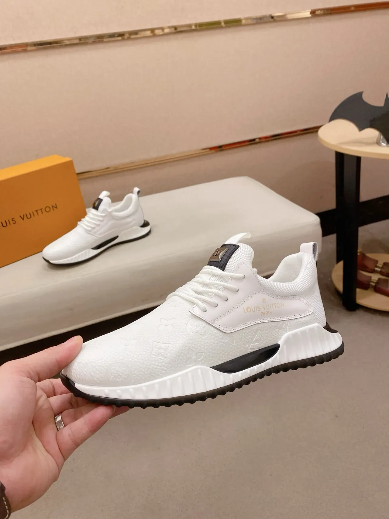 Louis Vuitton White Black Embossed Monogram Upper Sculpted Midsole Lifestyle Sneakers 5