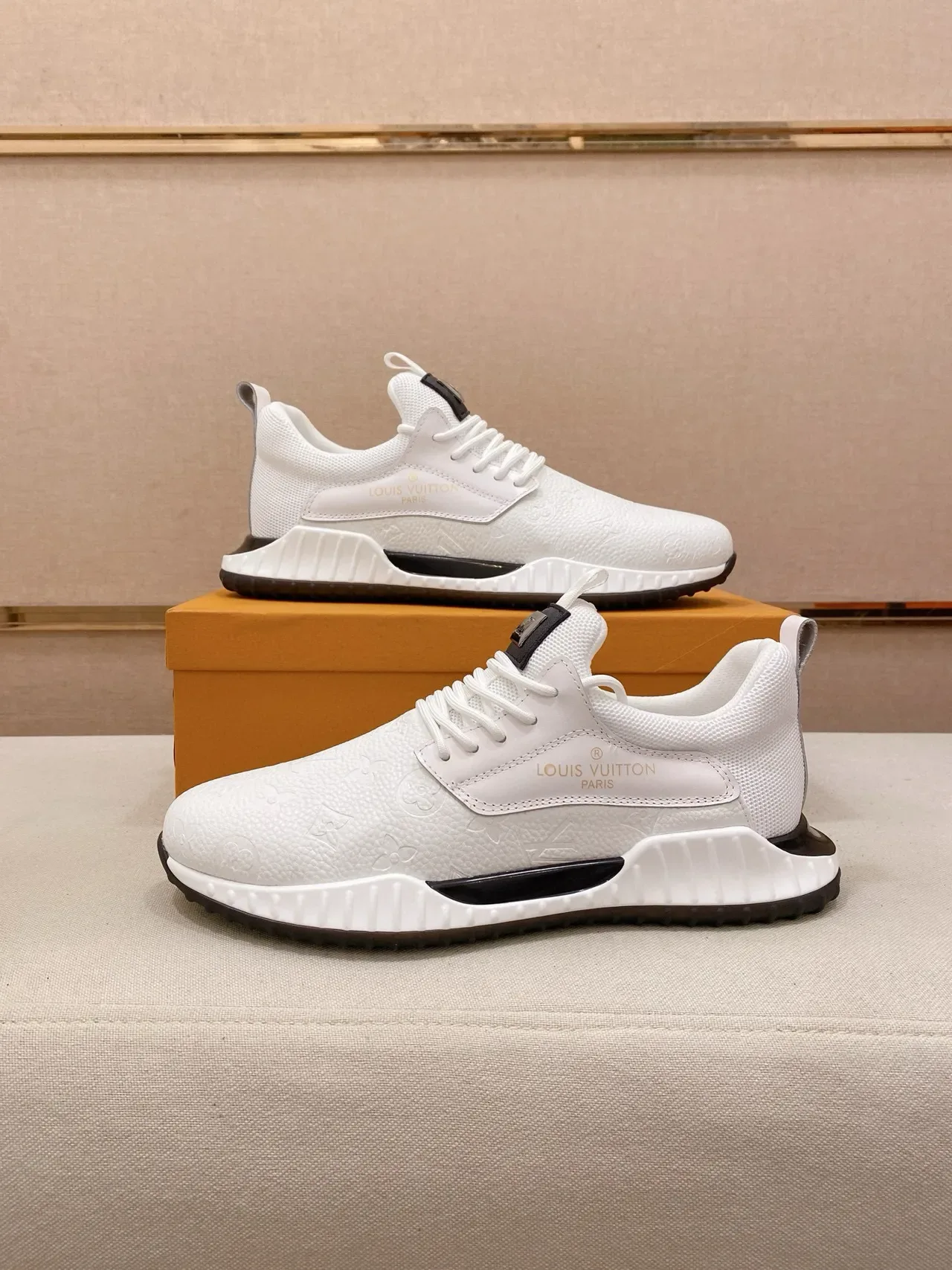 Louis Vuitton White Black Embossed Monogram Upper Sculpted Midsole Lifestyle Sneakers 7
