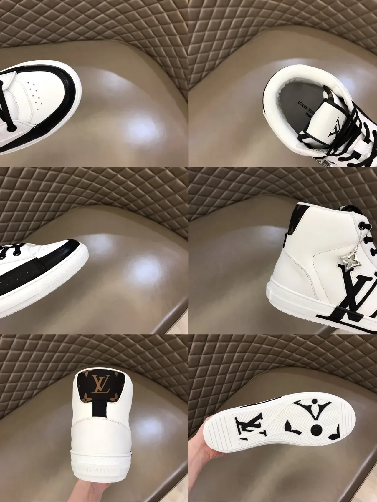 Louis Vuitton White Black High-Top Monogram-Logo Lifestyle Sneakers 2