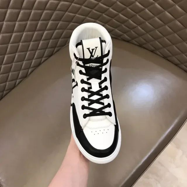 Louis Vuitton White Black High-Top Monogram-Logo Lifestyle Sneakers 4