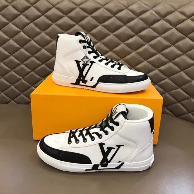 Louis Vuitton White Black High-Top Monogram-Logo Lifestyle Sneakers 6