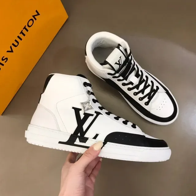 Louis Vuitton White Black High-Top Monogram-Logo Lifestyle Sneakers 7