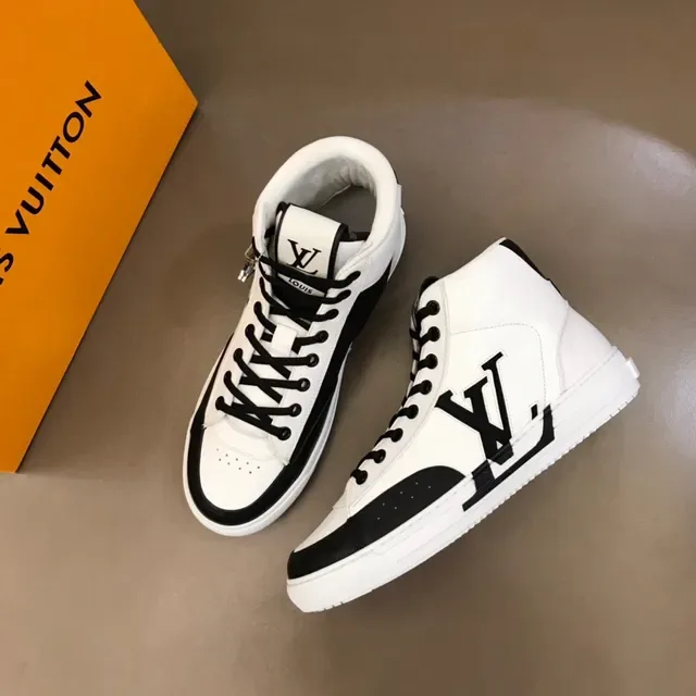 Louis Vuitton White Black High-Top Monogram-Logo Lifestyle Sneakers 8
