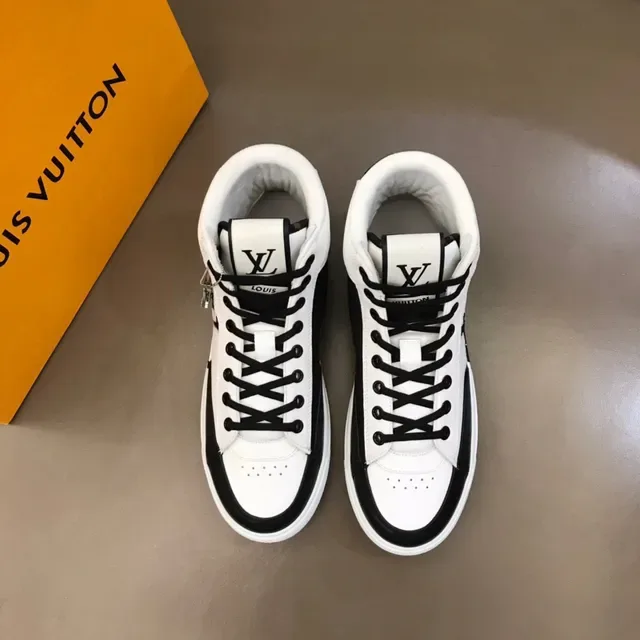 Louis Vuitton White Black High-Top Monogram-Logo Lifestyle Sneakers 9