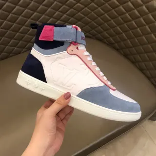 Louis Vuitton White Blue High-Top Embossed Monogram Lifestyle Sneakers