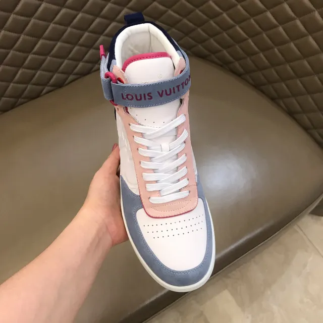 Louis Vuitton White Blue High-Top Embossed Monogram Lifestyle Sneakers 4