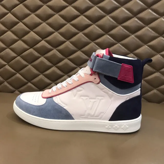 Louis Vuitton White Blue High-Top Embossed Monogram Lifestyle Sneakers 5