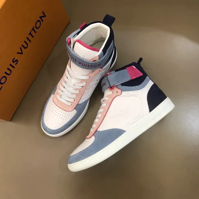 Louis Vuitton White Blue High-Top Embossed Monogram Lifestyle Sneakers 7