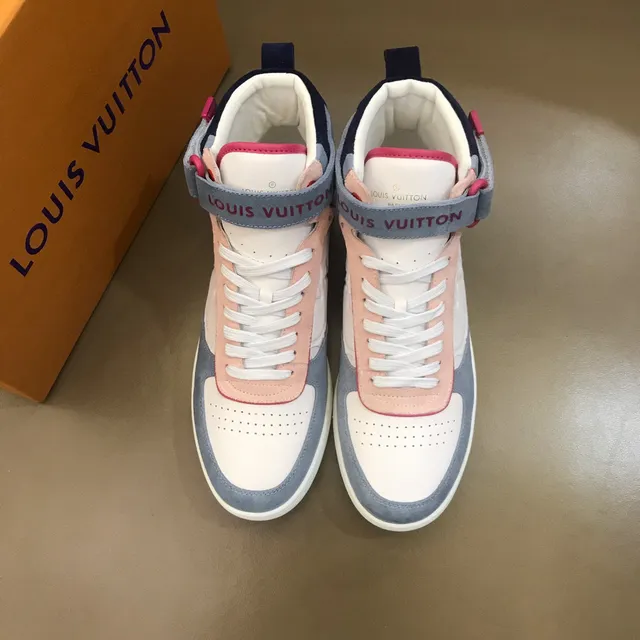 Louis Vuitton White Blue High-Top Embossed Monogram Lifestyle Sneakers 9