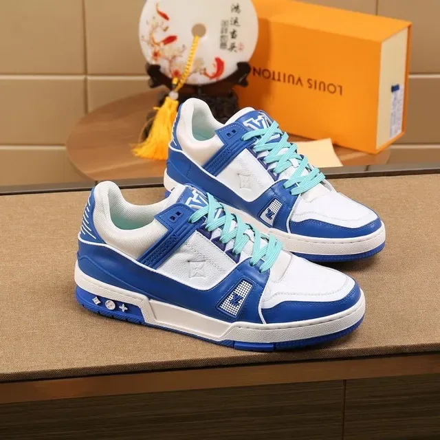 Louis Vuitton White Blue Layered Synthetic And Mesh Upper Bold Color-Blocked Design Lifestyle Sneakers 1