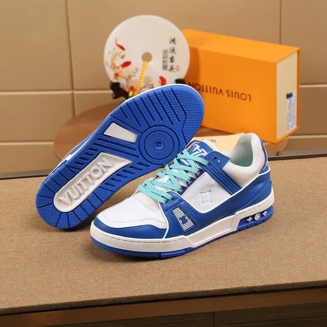 Louis Vuitton White Blue Layered Synthetic And Mesh Upper Bold Color-Blocked Design Lifestyle Sneakers 4