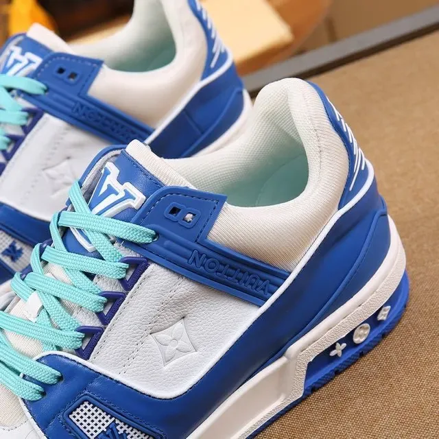 Louis Vuitton White Blue Layered Synthetic And Mesh Upper Bold Color-Blocked Design Lifestyle Sneakers 9