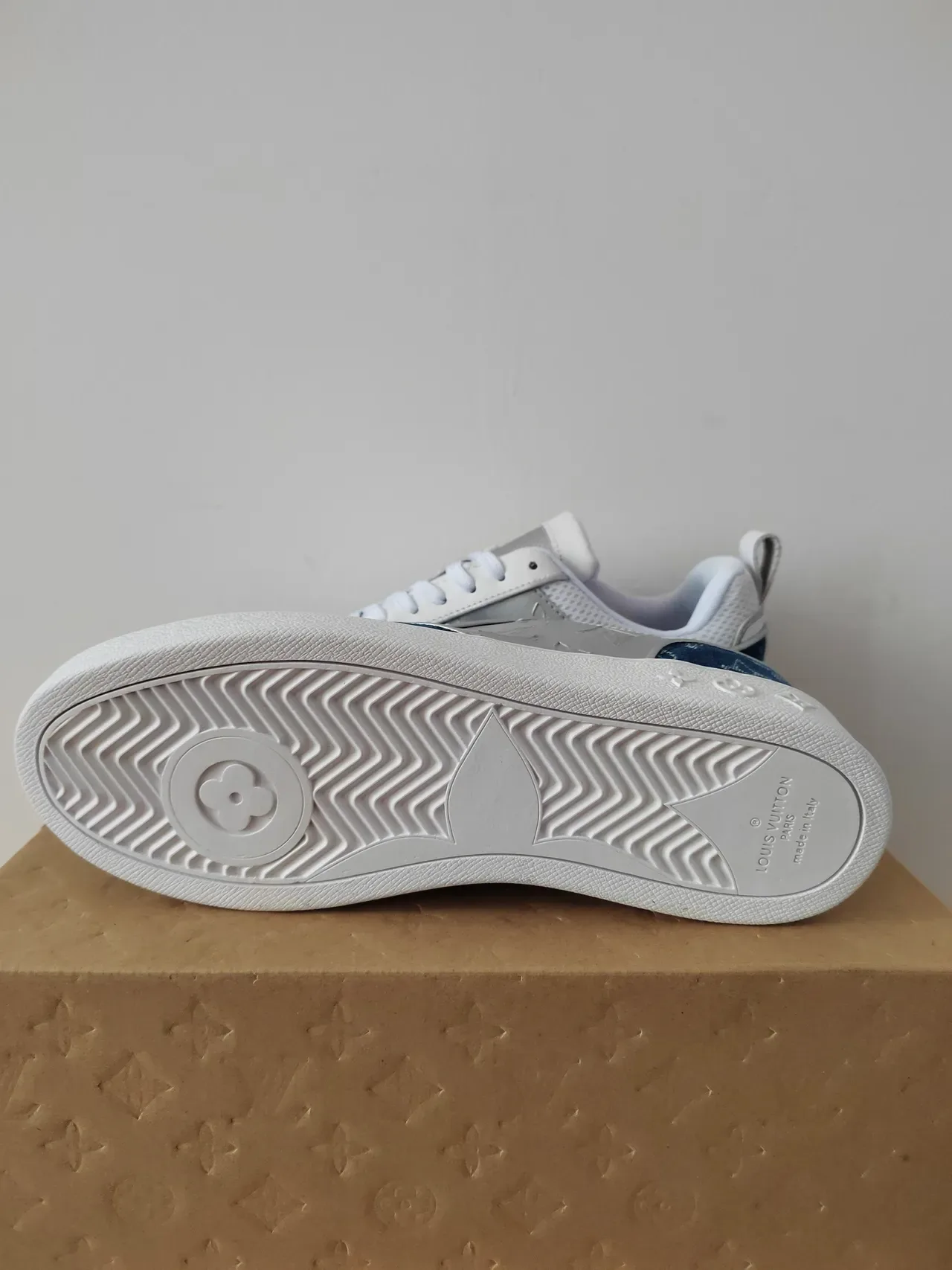 Louis Vuitton White Blue Low-Top Monogrammed Textile Lifestyle Sneakers 2