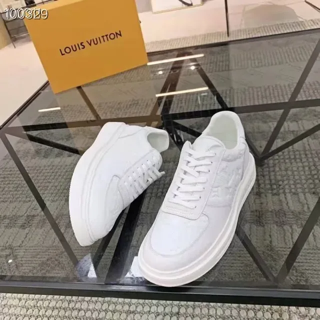 Louis Vuitton White Embossed Monogram Leather Thick Platform Sole Lifestyle Sneakers 2