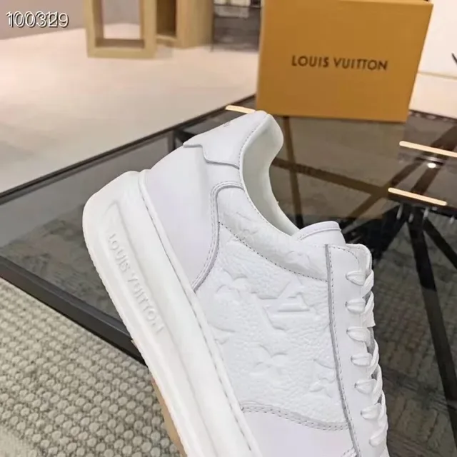 Louis Vuitton White Embossed Monogram Leather Thick Platform Sole Lifestyle Sneakers 6