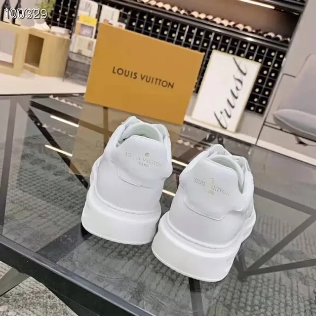 Louis Vuitton White Embossed Monogram Leather Thick Platform Sole Lifestyle Sneakers 8