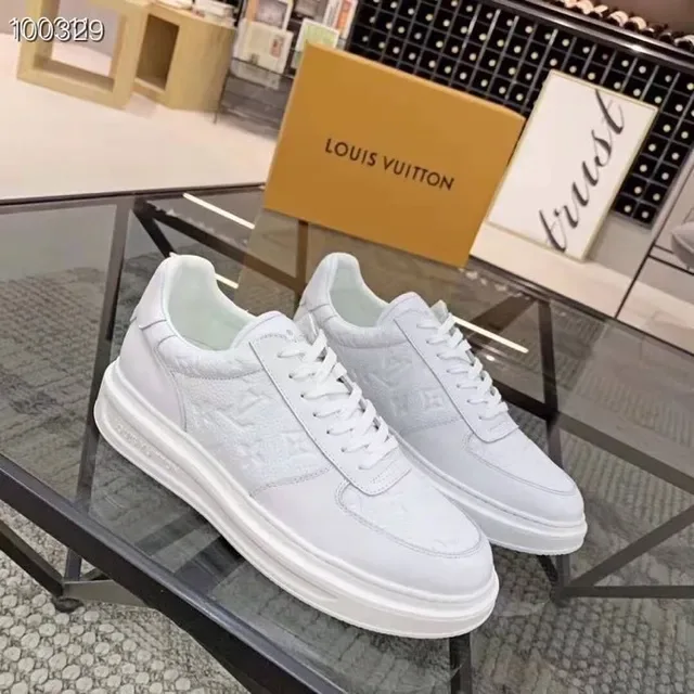 Louis Vuitton White Embossed Monogram Leather Thick Platform Sole Lifestyle Sneakers 9
