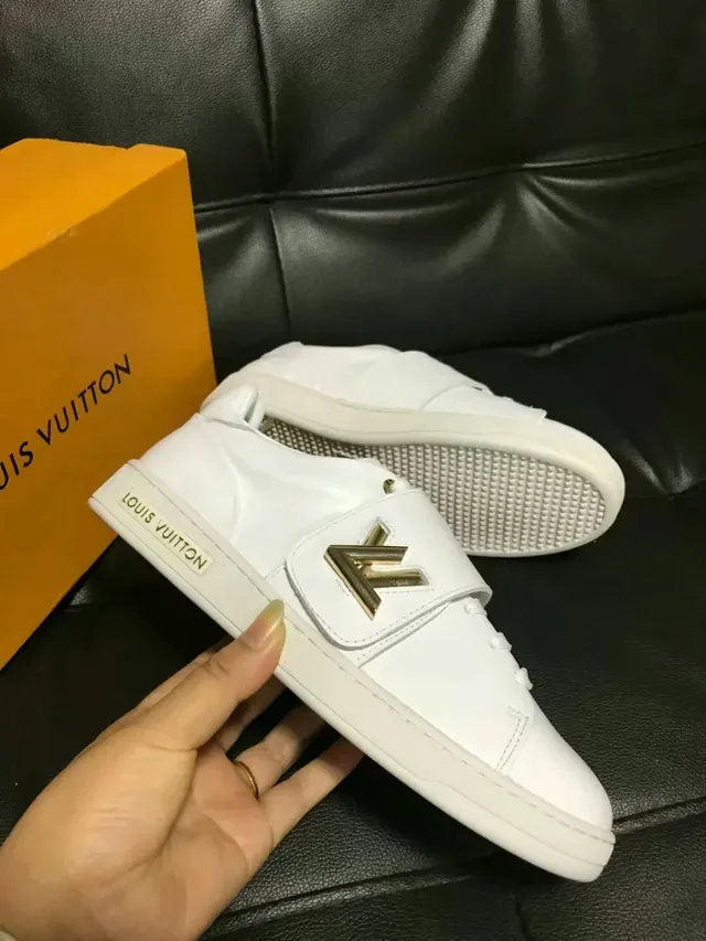 Louis Vuitton White Gold Leather Upper LV Monogram Strap Lifestyle Sneakers 2