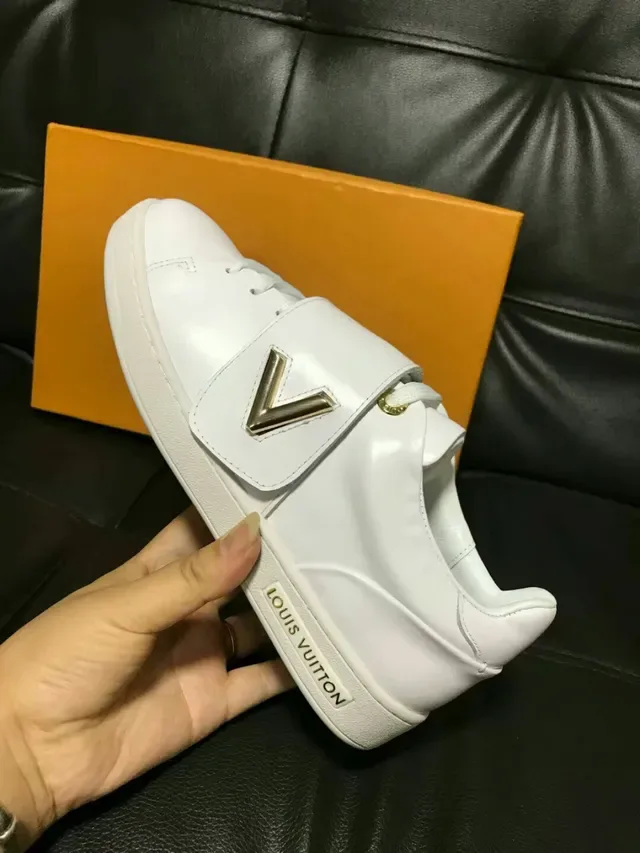 Louis Vuitton White Gold Leather Upper LV Monogram Strap Lifestyle Sneakers 3